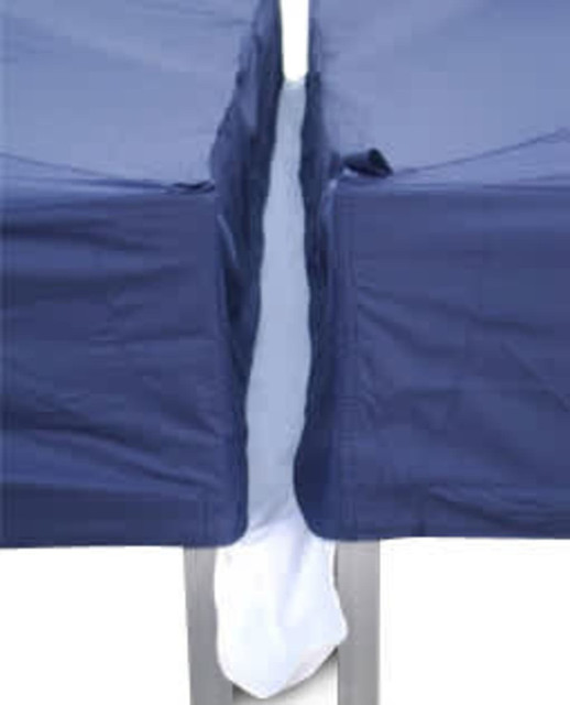A navy blue gutter kit covers with a white section in between, designed to fit over outdoor furniture.