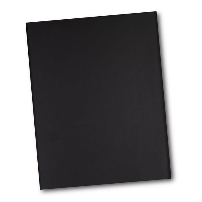 A black portfolio folder featuring a sleek design and an embossed logo. Ideal for office use.