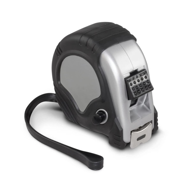 A 5 metre tape measure featuring a durable casing and a retractable measuring tape. Ideal for precision measurements.