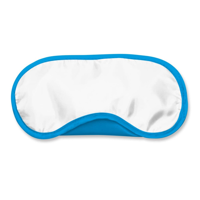 A full-color eye mask featuring a blue exterior and a white interior, designed for comfort and relaxation.