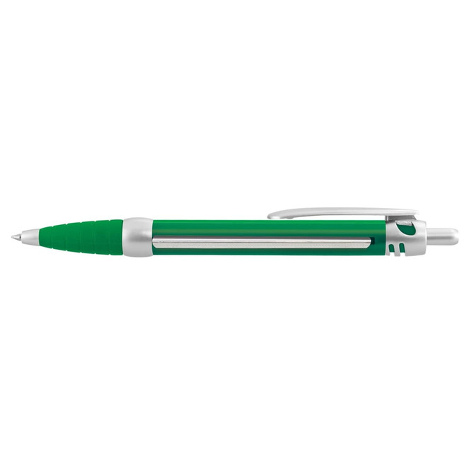 A green Mars Banner Pen with a silver clip and grip, featuring a logo on the barrel.