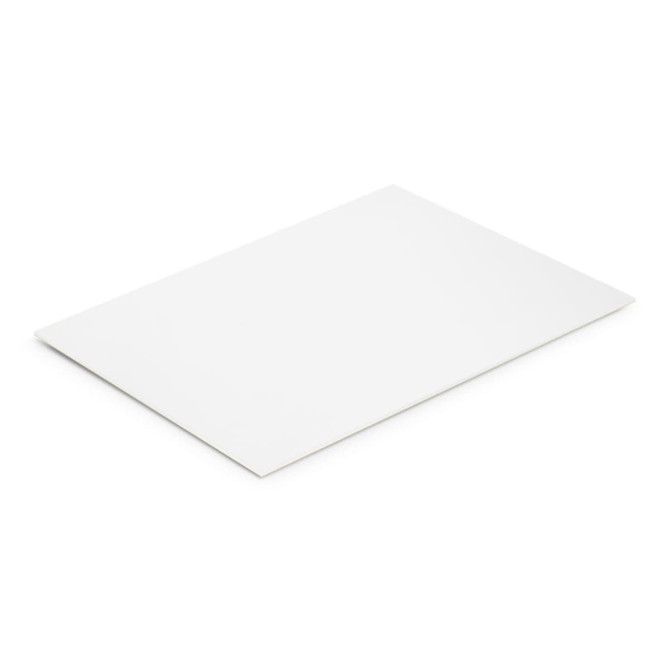 A2 Desk Planner with 50 leaves in plain white, featuring a simple design and a logo in one corner.