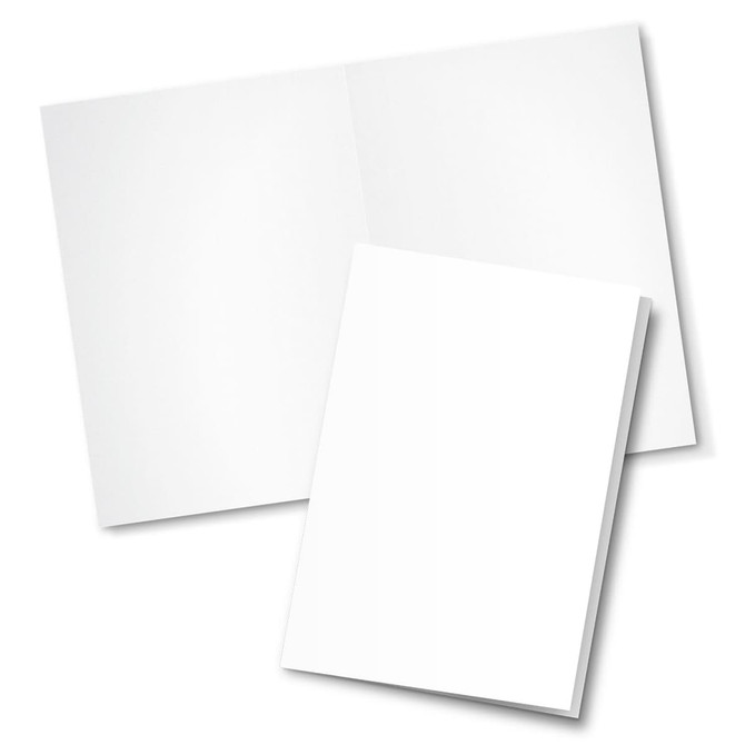 An A5 gift card in white, featuring a blank space with a smooth finish. It includes a logo.