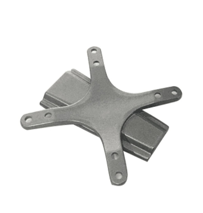 A TV stand mounting bracket in grey, featuring multiple attachment points for easy installation.
