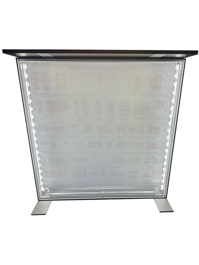A light box table with a silver frame, illuminated edges, and a translucent display surface, measuring 1000mm x 1000mm.