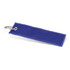 A woven key ring in a vibrant blue colour, featuring a metal keyring attachment.