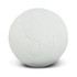 A white netball featuring a classic textured design and a round shape, with a branding logo visible.