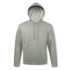 A light green hooded sweatshirt with a front pouch pocket and a drawstring hood. It features a logo.