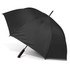 A black Pro-Am umbrella with a curved handle and a solid design, featuring a logo.