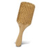 A bamboo hair brush featuring a flat design and rounded pins, showcasing natural bamboo colour and a smooth finish.