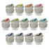 A set of Valencia Cups in various colours, featuring transparent bases and grey lids with coloured hooks.