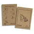 A brown cardboard package featuring assembly instructions for a wooden excavator model, with illustrations and a logo.