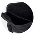 A black laptop bag featuring a spacious interior with compartments and a soft lining. Contains a logo.