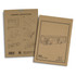 A cardboard assembly instruction booklet for a wooden bus model in a neutral brown colour. It includes step-by-step guidance.