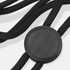 A black Roam Phone Lanyard made of durable braided material, featuring a circular connector in the centre.