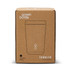 A drink bottle in an obsidian black colour, packaged in a brown box with a logo. It is a vacuum tumbler.