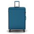 A medium-sized wheeled suitcase in teal, featuring a durable outer shell and a retractable handle.