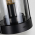 A black Keepsake Halo Lantern with a transparent glass enclosure and a visible light bulb inside.
