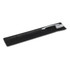 A sleek metal pen with a silver finish, resting on a black suede pouch.