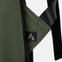 A soft-touch flap backpack in an olive green colour, featuring adjustable straps and a branded logo.