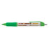 A green Aries Banner Pen featuring a clear barrel and textured grip, showcasing a customizable full-color banner within.