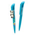 A set of two colorful plastic pens designed for kids, featuring a playful panda clip on one pen.