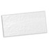 A white gym towel with a textured surface, featuring a neat border and a logo in one corner.