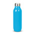 A drink bottle in bright blue with a stainless steel lid, featuring a smooth, sleek design.
