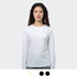 A long-sleeve crew shirt in white, featuring a fitted design and a logo. Available in additional colours.