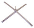 A light silver swivel base with a cross design and a central pole for stability. Features a simple logo.