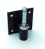 A black wall mount bracket with a cylindrical silver attachment and multiple mounting holes.
