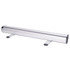 A pull-up banner stand in silver, designed for displaying promotional graphics. It features a clean and sleek design.