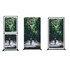A multi-purpose floor display with a black frame, featuring a vibrant nature scene with cyclists on a forest path.
