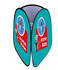 A three-sided vertical pop-up banner in turquoise, featuring a clock and a design with the words "Home Base."
