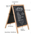 A wooden A-frame sign with a lacquered finish, featuring a magnetic chalkboard for messages and a dry wipe surface.