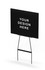 A black wire stake sign holder, 545mm high and 195mm wide, featuring a blank display area for custom designs.