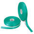 Two rolls of 15mm personalised ribbon in a bright teal colour, one slightly unspooled. Both have a white core.