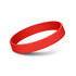 A red silicone wristband with a smooth finish, suitable for events and exhibitions.