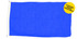 A blue polyester flag measuring 2500mm x 1250mm, featuring a logo on one side.