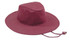 A maroon poly cotton slouch hat with ventilation holes and an adjustable chin strap.