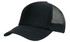A black kids' trucker cap featuring a solid front and mesh back, with an adjustable strap.