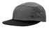 A grey cotton twill cap with a black brim and metal eyelets, featuring a logo.
