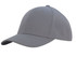 A grey cap featuring a contrast peak, made from premium American twill, with a logo present.
