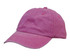 A pink enzyme washed pigment dyed cotton twill cap with a curved brim and an adjustable strap at the back.