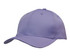 A lilac baseball cap with a rounded crown and a curved brim. It features stitching details and has a logo.