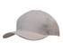 A cap in light grey featuring breathable poly twill fabric with circle perforations and a logo on the side.