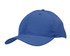 A blue cap featuring triangle perforations on the side, with a curved brim and a stitched design.