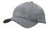 A grey sports cap with a curved brim and a rounded top, featuring a logo branding.