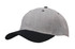 A premium twill cap featuring a grey fabric and a black peak, complete with a logo.