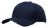 A navy blue premium American twill cap with a curved brim and a logo on the front.